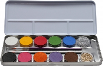 10 Farben 2 Glitzer Metall-Palette